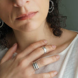 Silver Band Ring with Inner Floral Pattern