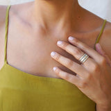 Silver Band Ring with Inner Floral Pattern