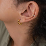 Gold Small Molten Hoops Earrings