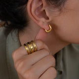Gold Small Molten Hoops Earrings
