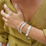 Silver Shiny Thick Round Bangle Bracelet
