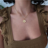Gold Stainless Steel Sun-Moon Pendant Necklace