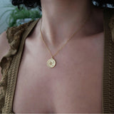 Gold Stainless Steel Sun-Moon Pendant Necklace
