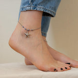 Silver Evil Eye Starfish Anklet