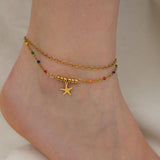 Gold Double Strand Starfish Anklet