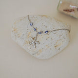 Silver Evil Eye Starfish Anklet