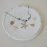 Silver Evil Eye Starfish Anklet