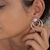 Large Silver Geometric Ear Jackets