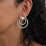 Large Silver Geometric Ear Jackets