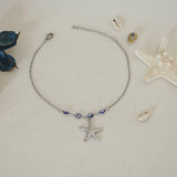 Silver Evil Eye Starfish Anklet