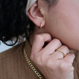 Mini Gold Three CZ Stone Hoop Earrings