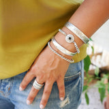 Silver Ethnic Tribal Cuff with Floral Pattern