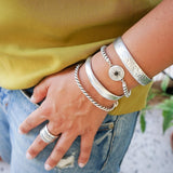 Silver Ethnic Tribal Cuff with Floral Pattern