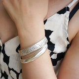 Silver Ethnic Tribal Cuff with Floral Pattern