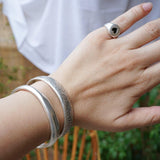 Silver Ethnic Tribal Cuff with Floral Pattern