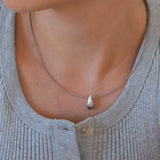 Silver Bold Drop with Wire Collar Necklace