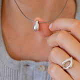 Silver Bold Drop with Wire Collar Necklace