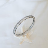 Silver Perforated Floral Bangle Bracelet