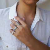 Silver Floral Stamped Signet Ring