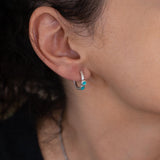 Turquoise Enamel Ethnic Huggie Hoop Earrings