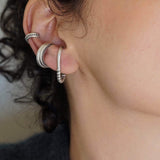 Single Silver Long Lobe Hugger Earring