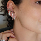 Single Silver Long Lobe Hugger Earring
