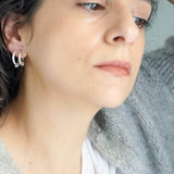 Silver Open Hoop Earrings with One Ball