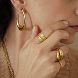 Gold Hammered Asymmetric Ring