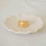 Gold Hammered Asymmetric Ring