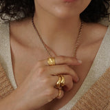 Gold Hammered Asymmetric Ring