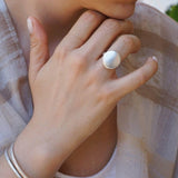 Silver Disc Boomerang Oval African Style Signet Ring