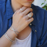 Silver Disc Boomerang Oval African Style Signet Ring