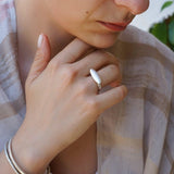 Silver Disc Boomerang Oval African Style Signet Ring