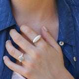 Silver Disc Boomerang Oval African Style Signet Ring