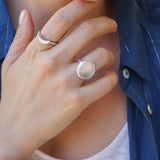 Silver Disc Boomerang Oval African Style Signet Ring