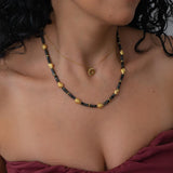Black Gold Short Beaded Necklace