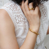 Gold Thick HammeredSimple Shiny Bold Cuff Bracelet
