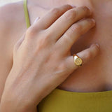 Gold Floral Stamp Signet Ring