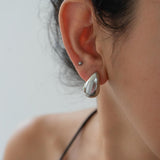 Silver Bold Drop-Shaped Earrings