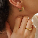 Gold Sun Rays Hoop Earrings