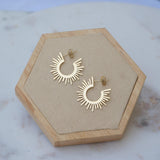Gold Sun Rays Hoop Earrings