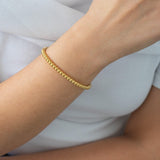 Gold Round Ball Beaded Bangle Bracelet