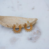 Gold Sun Rays Hoop Earrings