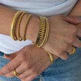 Gold Round Ball Beaded Bangle Bracelet