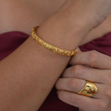 Gold Floral Perforated Bangle