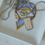 Silver Spiritual Evil Eye Celestial Cosmic Pendant Necklace