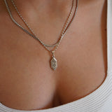 Silver Spiritual Evil Eye Celestial Cosmic Pendant Necklace