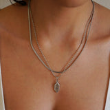 Silver Spiritual Evil Eye Celestial Cosmic Pendant Necklace