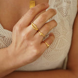 Tiny Thin Gold Rhombus Band Pinky Ring