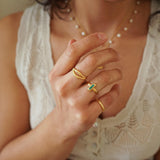Tiny Gold Slim Band Pinky Pebble Ring